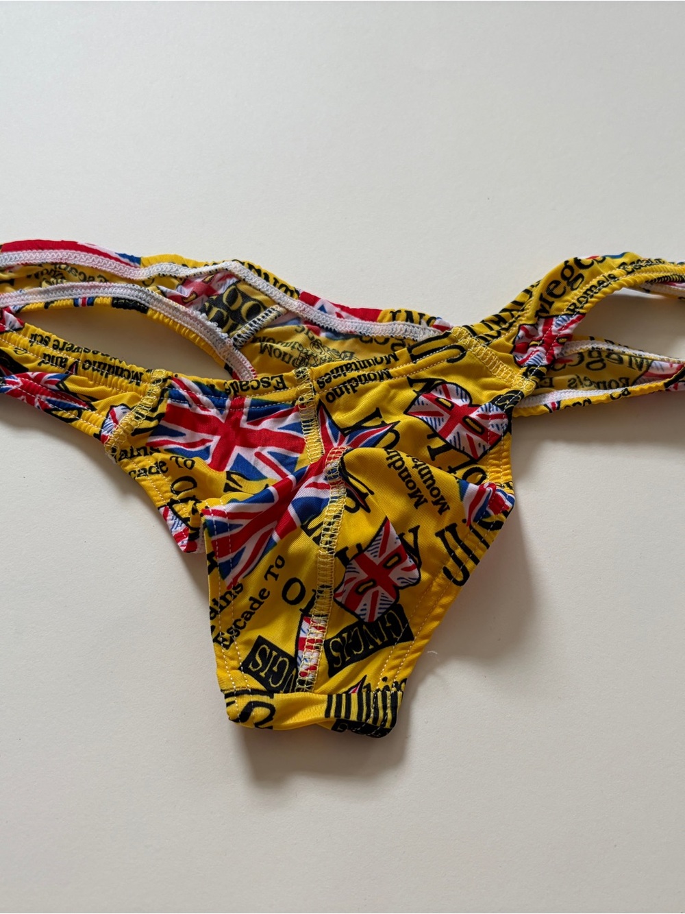 Men's Yellow Union Jack Print Briefs Thong